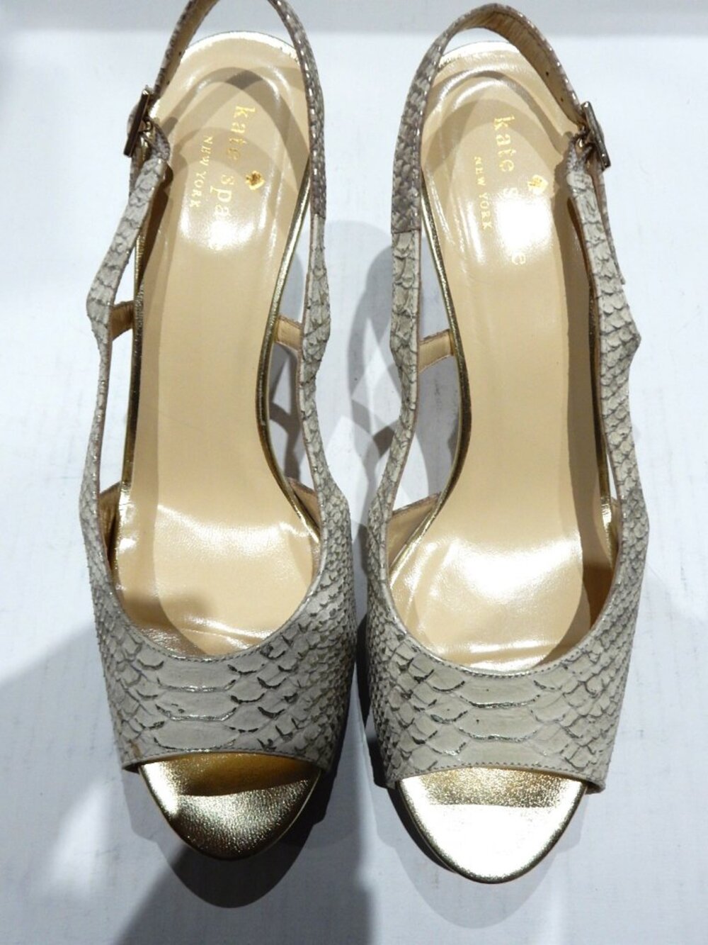Kate Spade NY Metallic Python Embossed Slingbacks in 7 1/2B